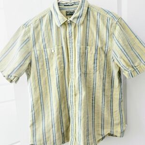 L.L. Bean Yellow and Blue Striped Casual Shirt